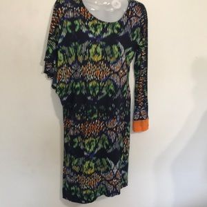 Cut 25 dress s asymmetrical orange /navy new